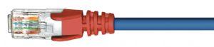 CABAC 0.5m CAT5 RJ45 crossover cable in blue and red, designed for networking.