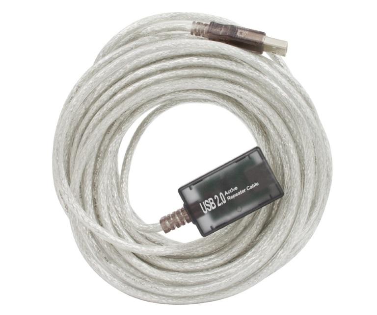 CABAC 12m USB Active Extension Cable, featuring Type A male to Type A female connectors, designed for high-speed data transfer.