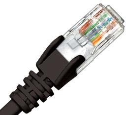 CABAC 2m CAT6 RJ45 LAN Ethernet Network Black Patch Lead with snag-less design and moulded strain relief boots.