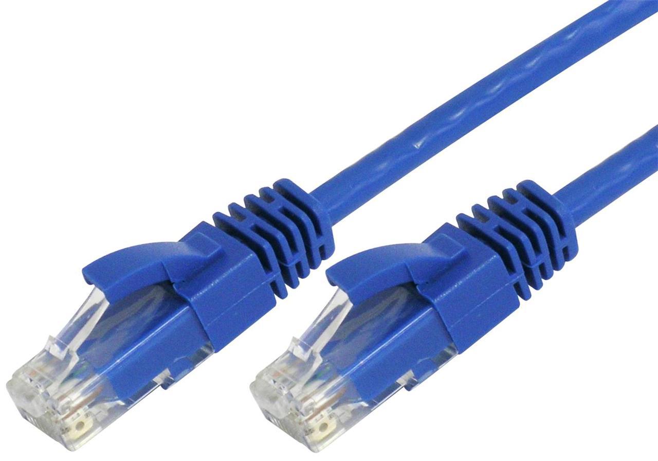 CABAC 5m CAT5 RJ45 LAN Ethernet Network Blue Patch Lead with snagless design and moulded strain relief.