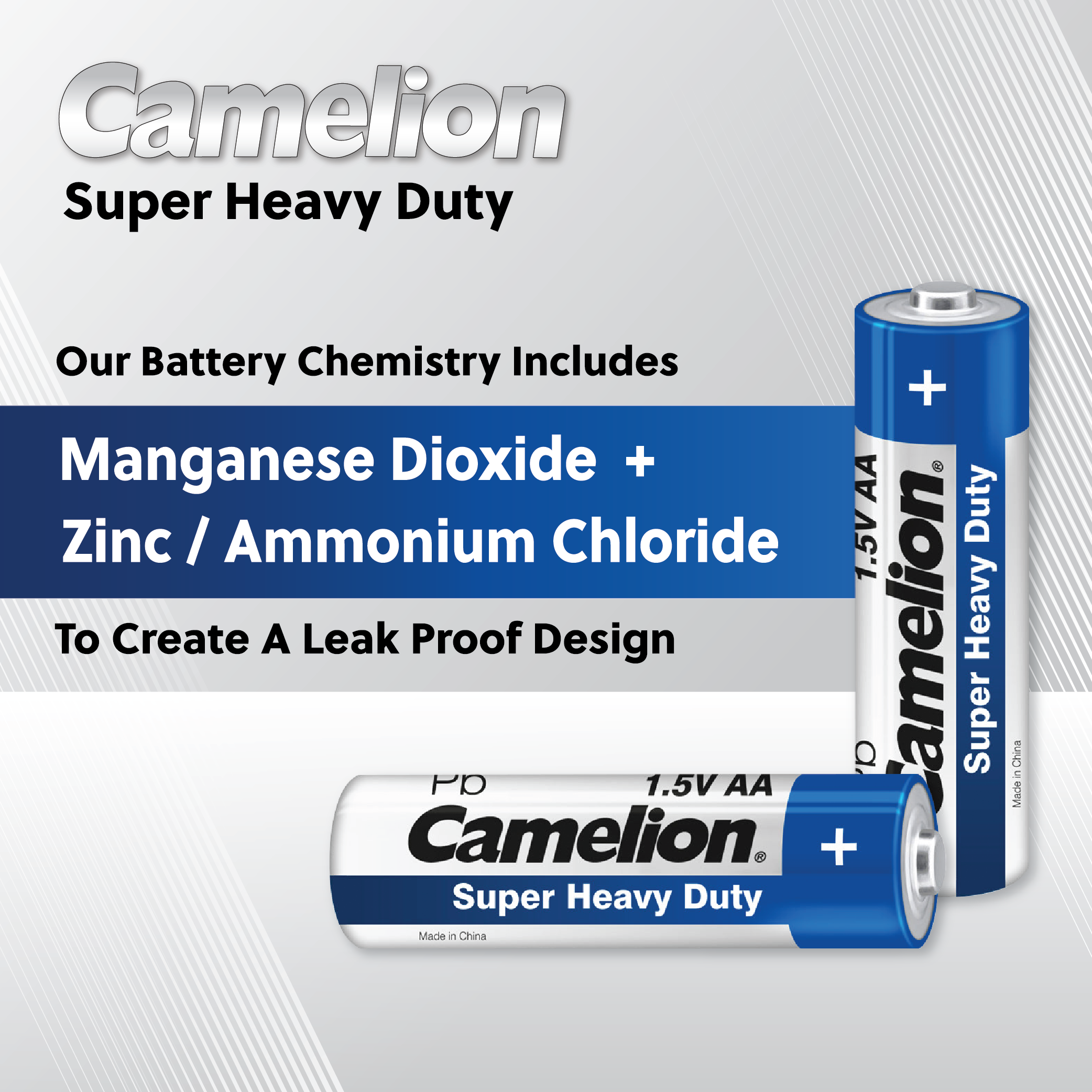 Camelion 9V Super Heavy Duty battery pack, showcasing its zinc carbon design and packaging.