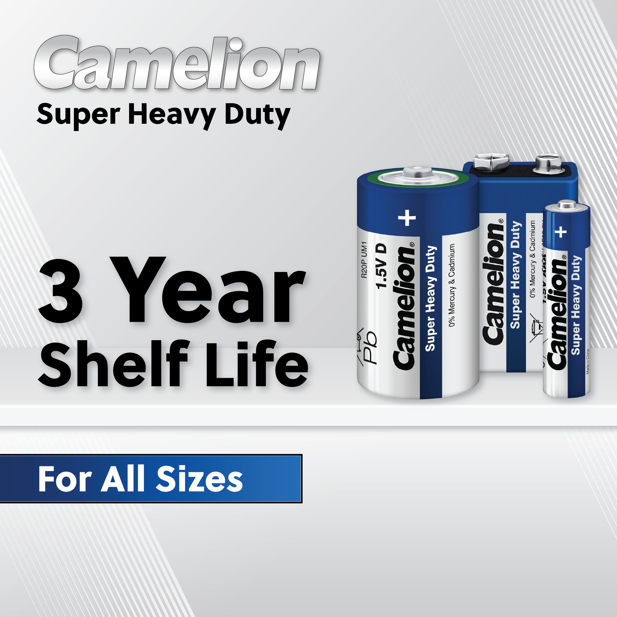 Camelion C Super Heavy Duty 2pk batteries, showcasing their packaging and specifications.