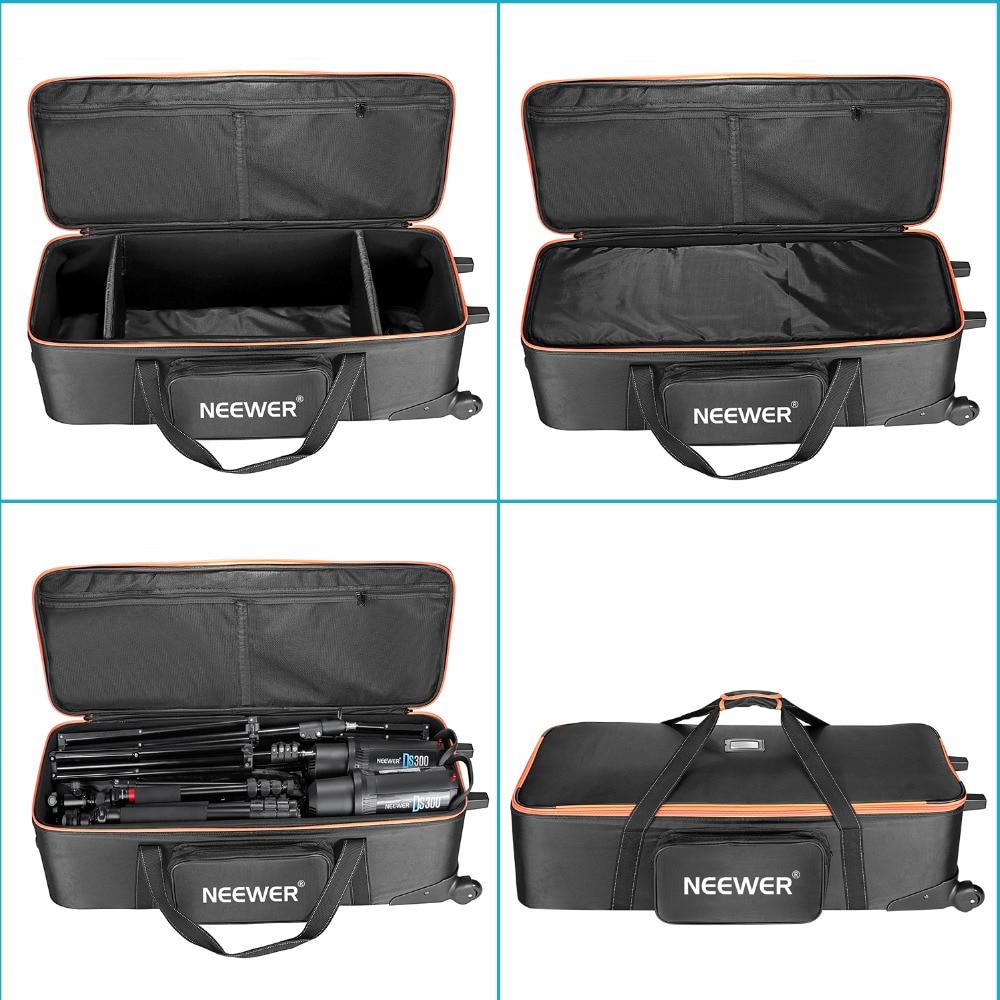Camera Rolley Carry Bag with padded compartments and wheels, designed for DSLR cameras and photo studio equipment.