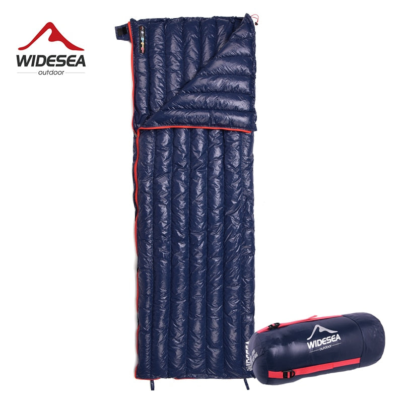 Camping Ultralight Sleeping Bag in a natural outdoor setting, showcasing its waterproof nylon fabric and compact design.