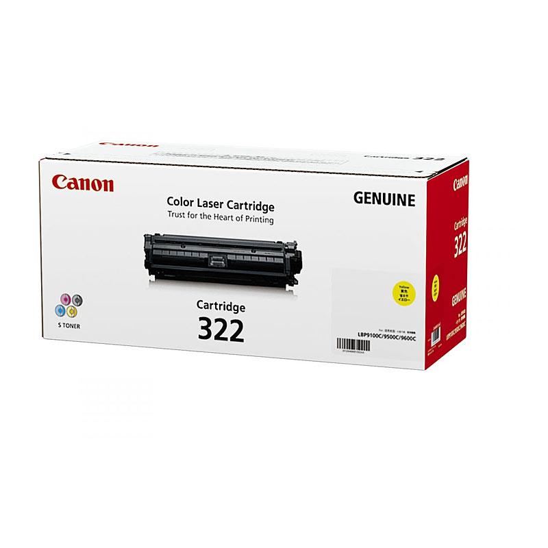 CANON Cartridge322 Yellow Toner cartridge with packaging, designed for high-quality printing.