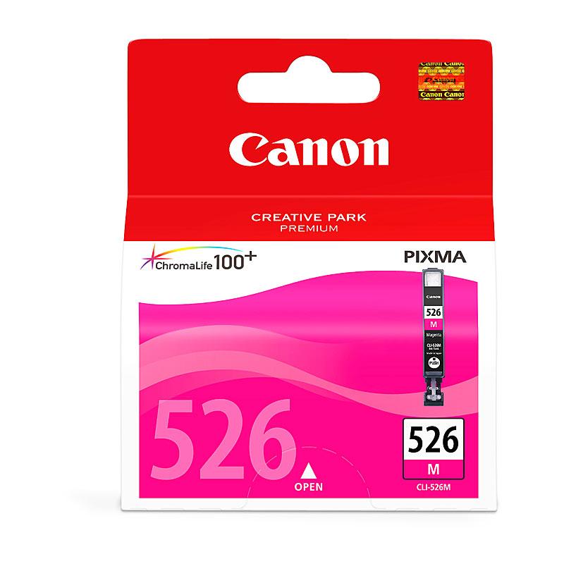 CANON CLI526 Magenta Ink Cartridge with vibrant magenta color, designed for high-quality printing.