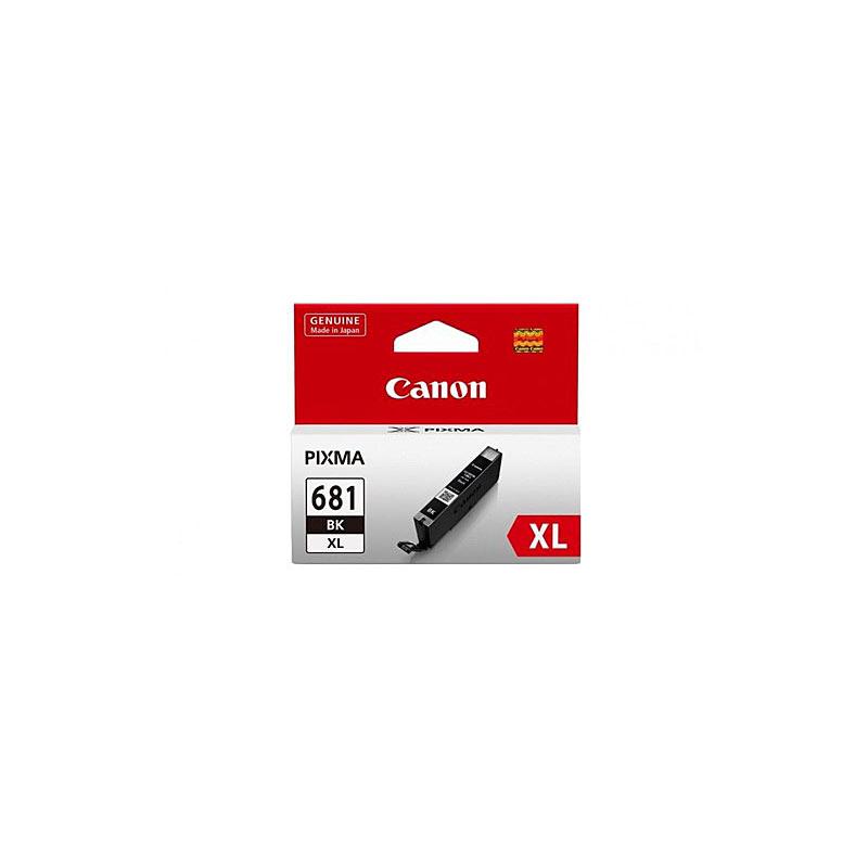 CANON CLI681XL Black Ink Cartridge with packaging, showcasing its design and features.