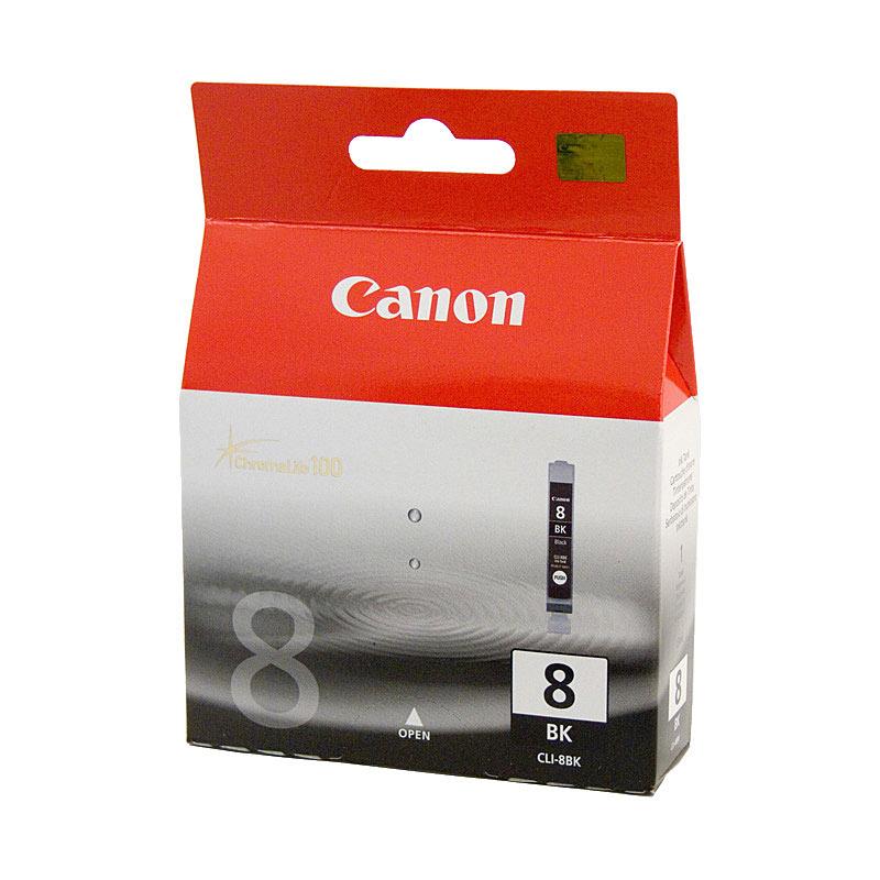 CANON CLI8 Black Photo Ink Cartridge, showcasing its sleek design and Canon branding.