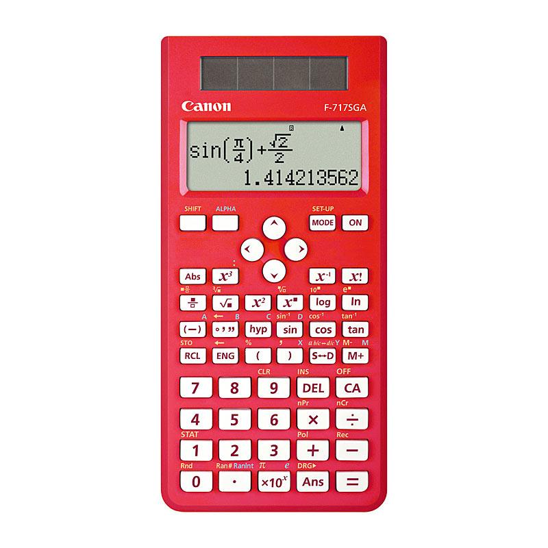 CANON F717SGA Calc in vibrant red color, showcasing its sleek design and easy-to-read display.