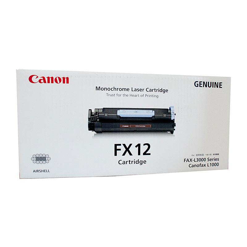 CANON FX12 Fax Toner Cartridge in packaging, showcasing its premium quality and compatibility with Canon FAX L3000i printer.