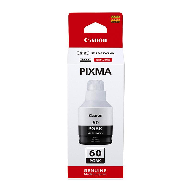 Canon GI60 Black Ink Bottle with a sleek design, ideal for high-quality printing.