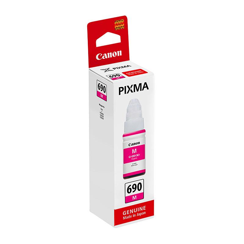 CANON GI690 Magenta Ink Bottle with vibrant magenta color, designed for Canon PIXMA G series printers.