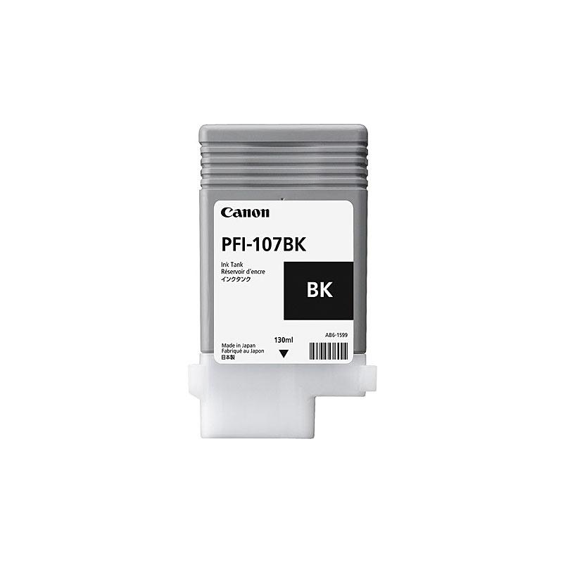 Canon PFI107 Black Ink cartridge, designed for high-quality printing in Canon imagePROGRAF printers.