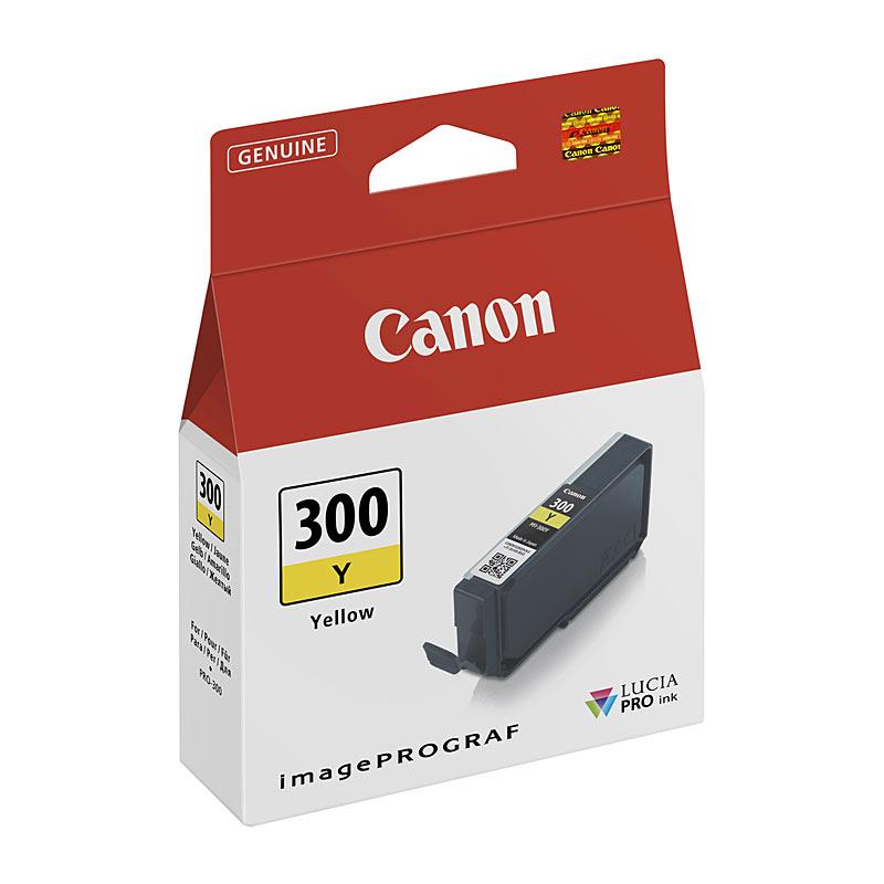 CANON PFI300 Yellow Ink Tank, a genuine Canon ink cartridge designed for vibrant printing.