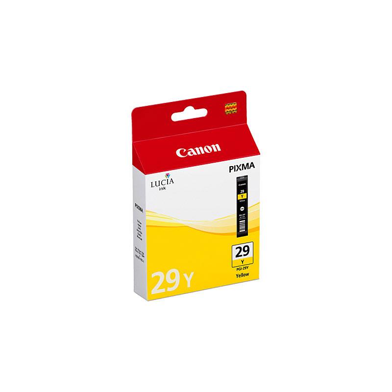 CANON PGI29 Yellow Ink Tank cartridge, designed for Canon PIXMA PRO1 printer, showcasing vibrant yellow color and premium quality.