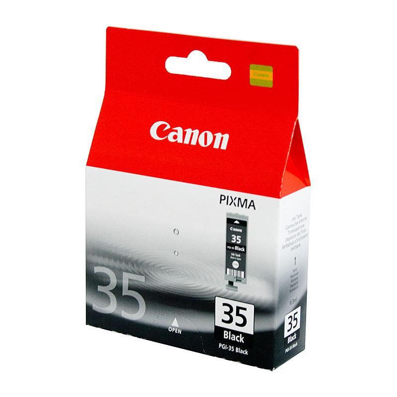 CANON PGI35Black Black Ink cartridge with packaging, showcasing its premium quality and compatibility with Canon printers.