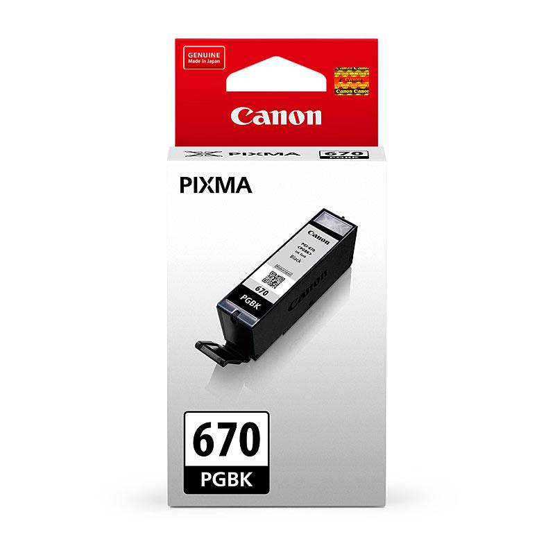 CANON PGI670 Black Ink Cartridge with packaging, showcasing its design and branding.