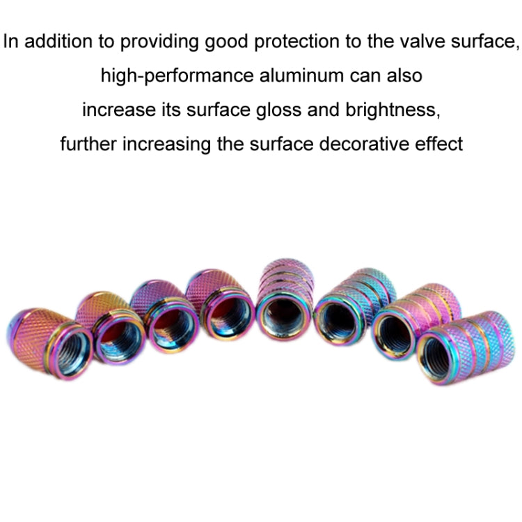 Aluminum alloy dustproof valve cap for car and bicycle tires, cylindrical style, showcasing its metallic texture and design.