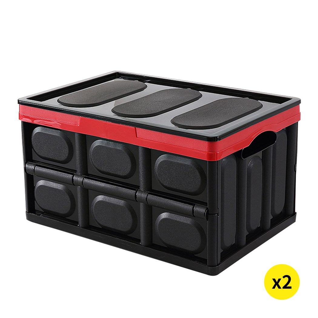 Collapsible Car Boot Organiser in black, showcasing its spacious interior and smooth carry handles, ideal for storage and travel.