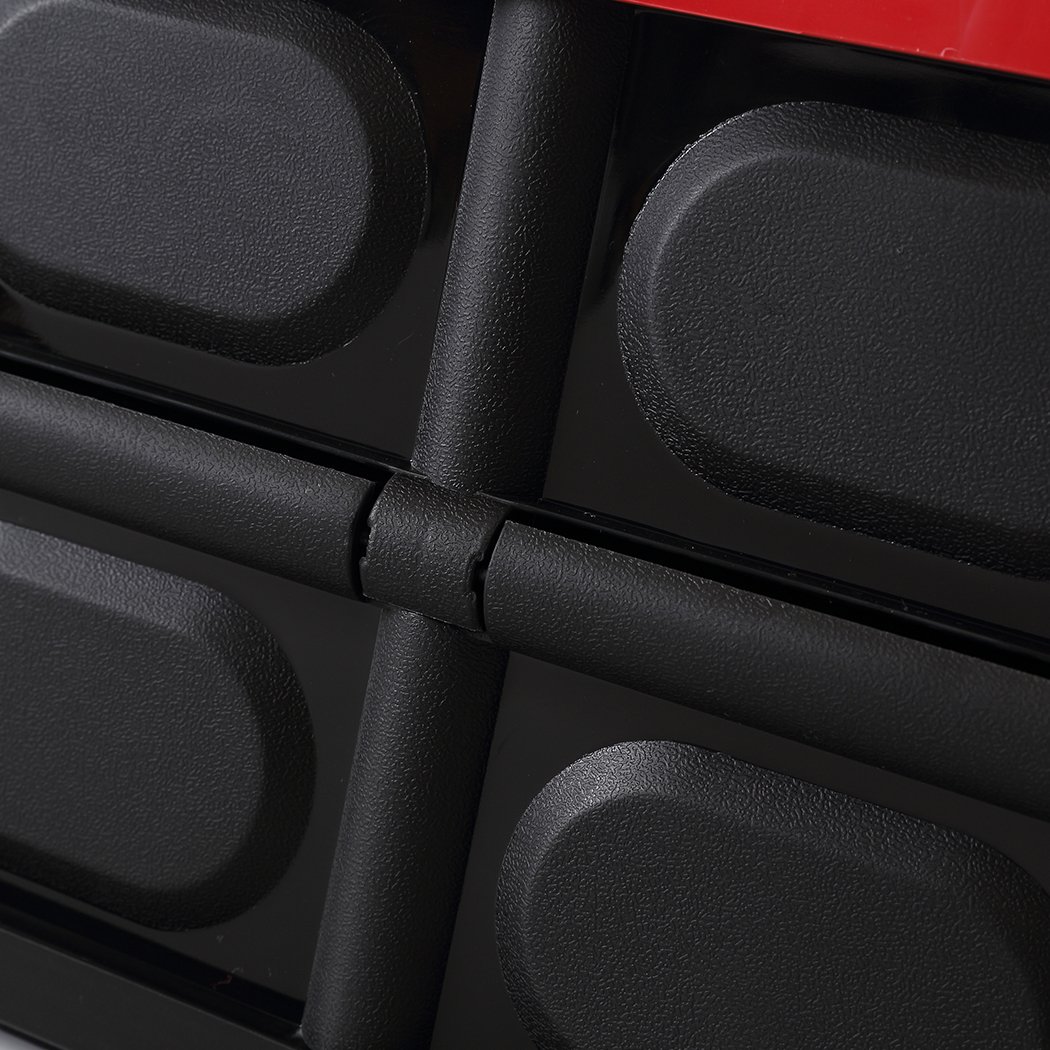 Collapsible Car Boot Organiser in black, showcasing its spacious interior and smooth carry handles, ideal for storage and travel.