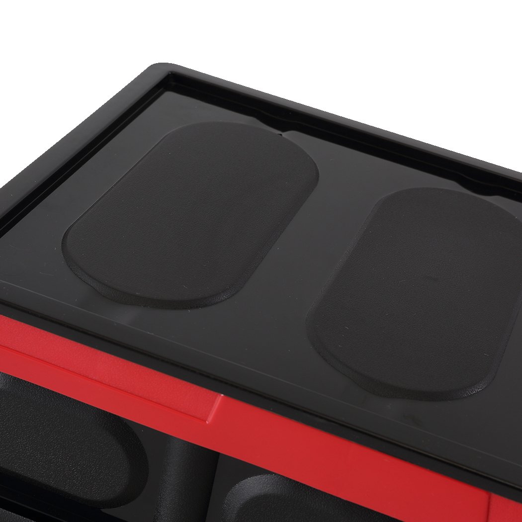 Collapsible Car Boot Organiser in black, showcasing its spacious interior and smooth carry handles, ideal for storage and travel.