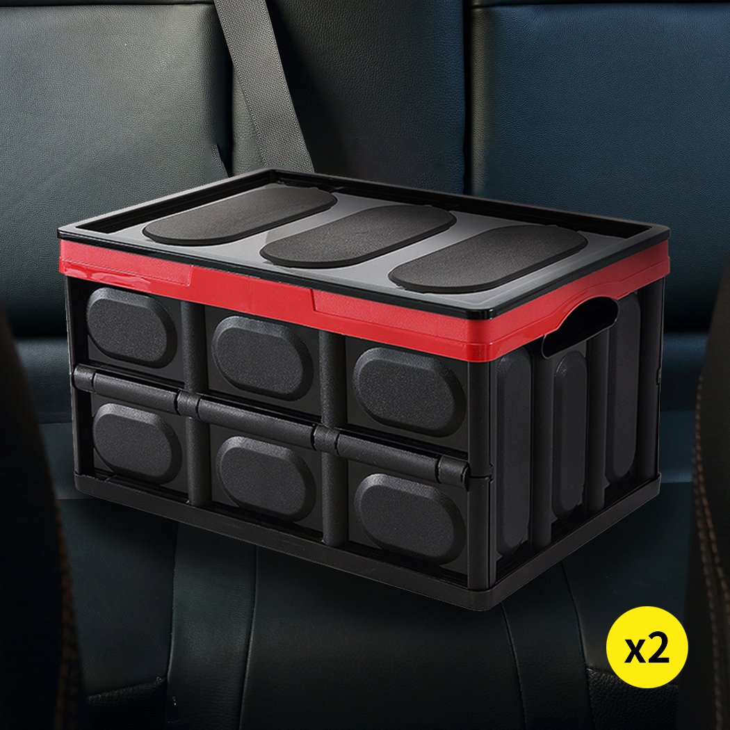 Collapsible Car Boot Organiser in black, showcasing its spacious interior and smooth carry handles, ideal for storage and travel.