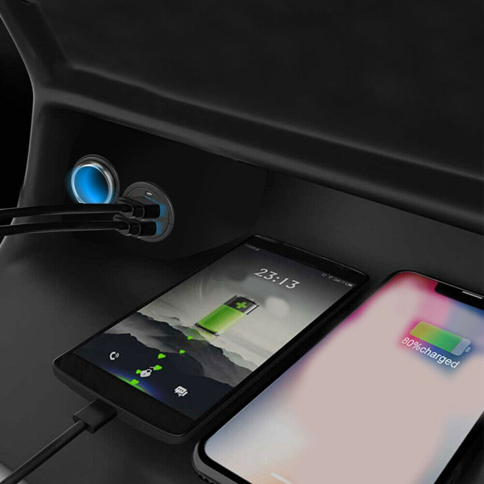 Car Cigarette Lighter Socket Splitter with Dual USB Charger Power Adapter designed for 12V vehicles, featuring a compact and waterproof design.