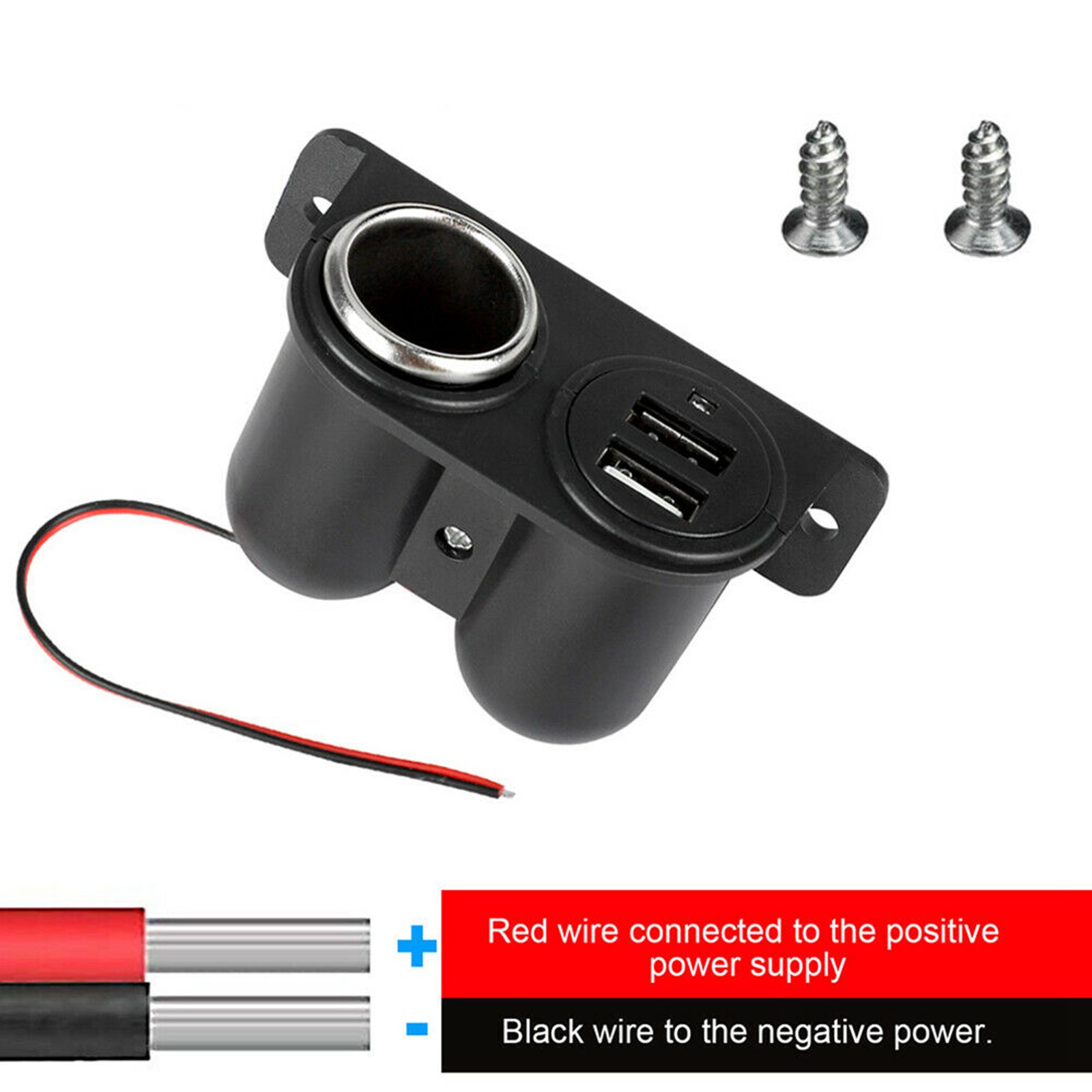 Car Cigarette Lighter Socket Splitter with Dual USB Charger Power Adapter designed for 12V vehicles, featuring a compact and waterproof design.