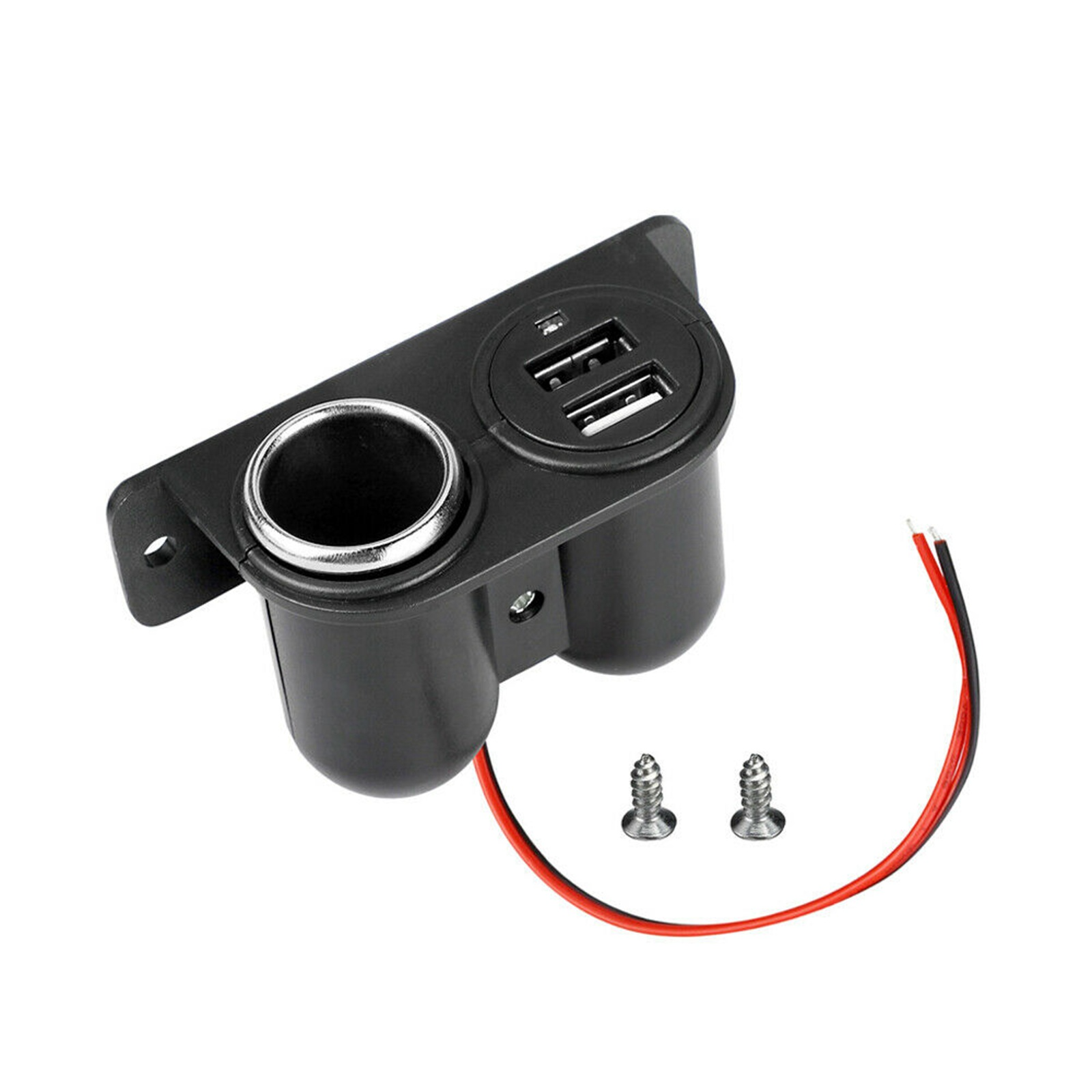 Car Cigarette Lighter Socket Splitter with Dual USB Charger Power Adapter designed for 12V vehicles, featuring a compact and waterproof design.