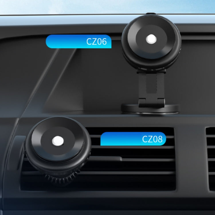 Car Electric Vacuum Suction Cup Mobile Phone Holder mounted on a dashboard, securely holding a smartphone with wireless charging feature.