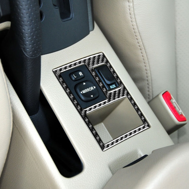 Carbon Fiber Rearview Mirror Adjustment Switch Frame for Toyota RAV4, showcasing a sleek design and lightweight construction.