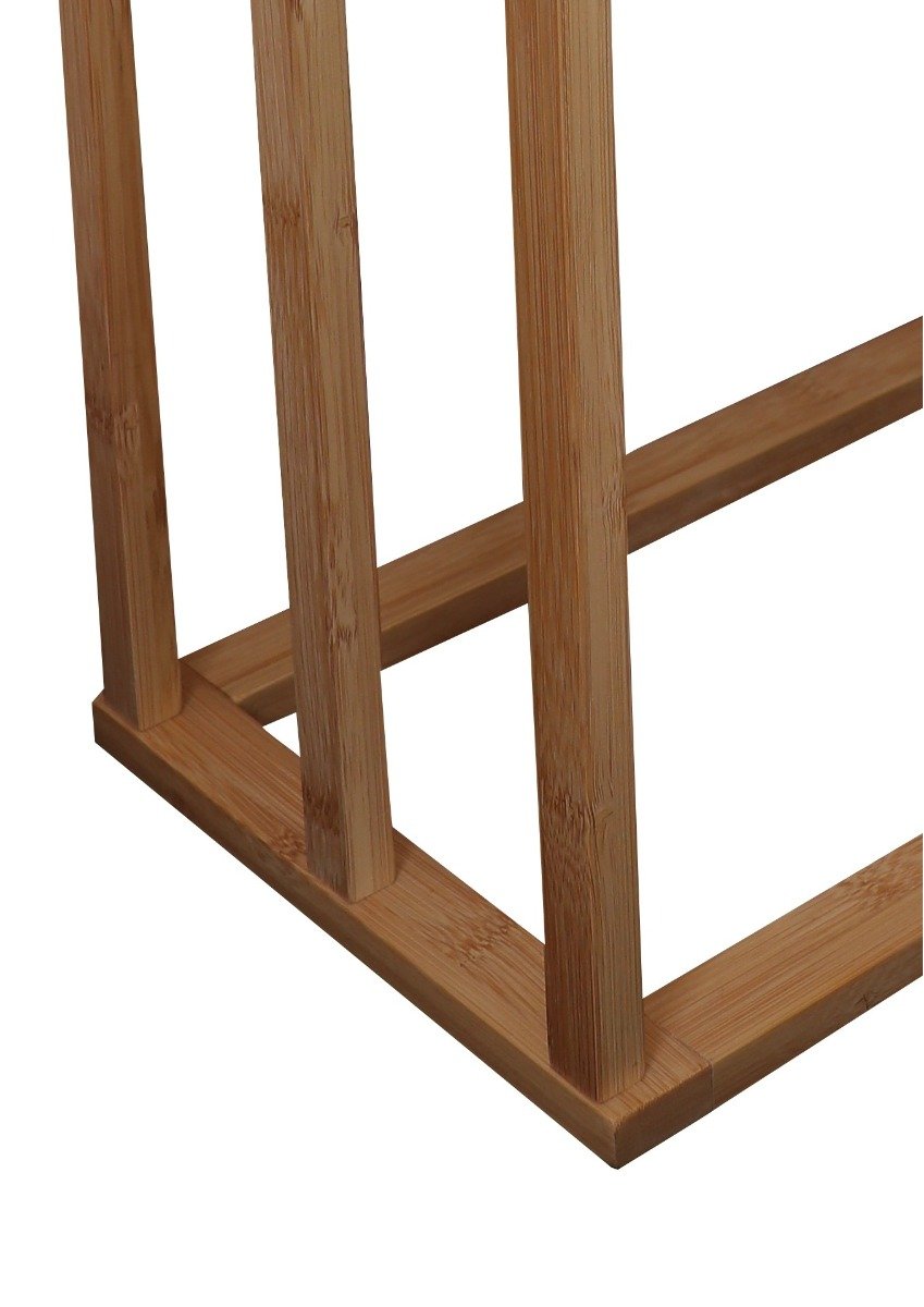 CARLA HOME Bamboo Towel Bar Holder Rack with three tiers, showcasing a modern design suitable for bathrooms and laundry rooms.