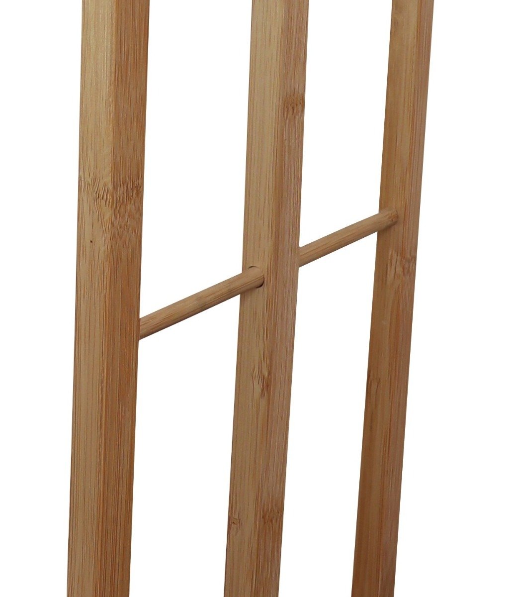 CARLA HOME Bamboo Towel Bar Holder Rack with three tiers, showcasing a modern design suitable for bathrooms and laundry rooms.