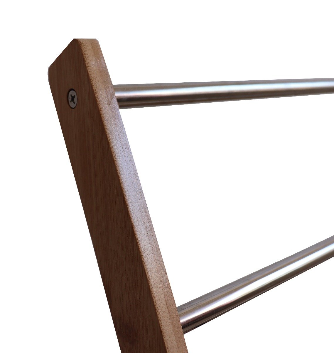 CARLA HOME Bamboo Towel Bar featuring a modern 3-tier design with bamboo and metal materials, ideal for towel storage and drying.