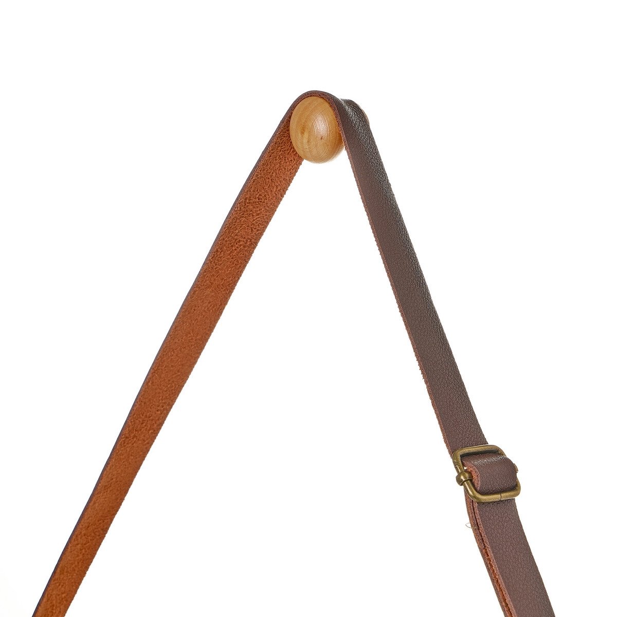 CARLA HOME Hanging Round Wall Mirror with a solid bamboo frame and adjustable leather strap, perfect for home decor.