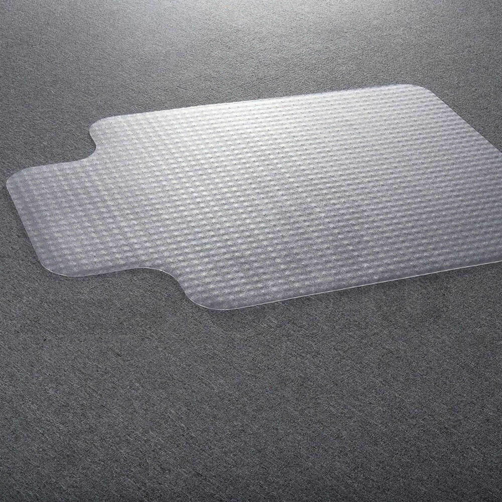Clear PVC chair mat designed for office and home use, protecting floors from chair damage.