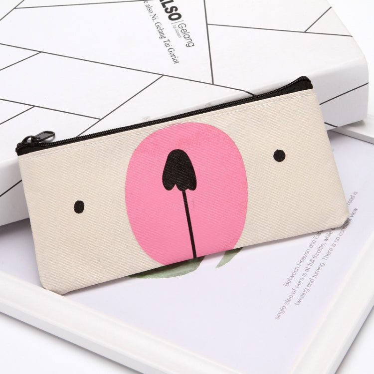 Beige Cartoon Simple Student Oxford Pen Bag with cartoon print, showcasing a large capacity and durable design.
