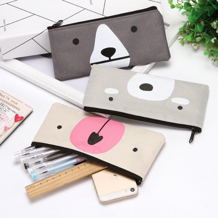 Beige Cartoon Simple Student Oxford Pen Bag with cartoon print, showcasing a large capacity and durable design.