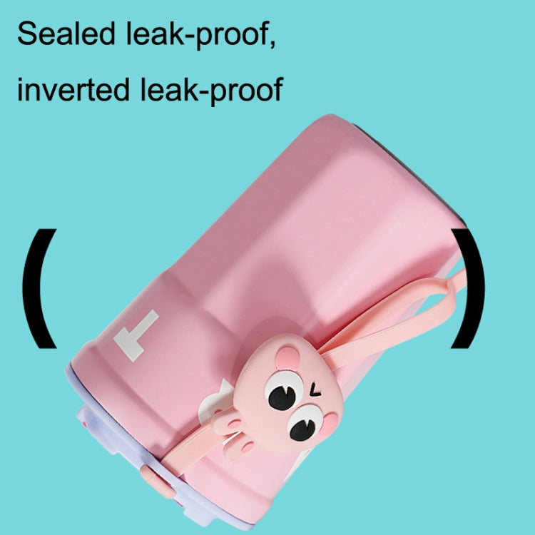 Cartoon Thermal Insulation Cup made of 316 stainless steel, featuring a playful design and a soft silicone cord for easy carrying.