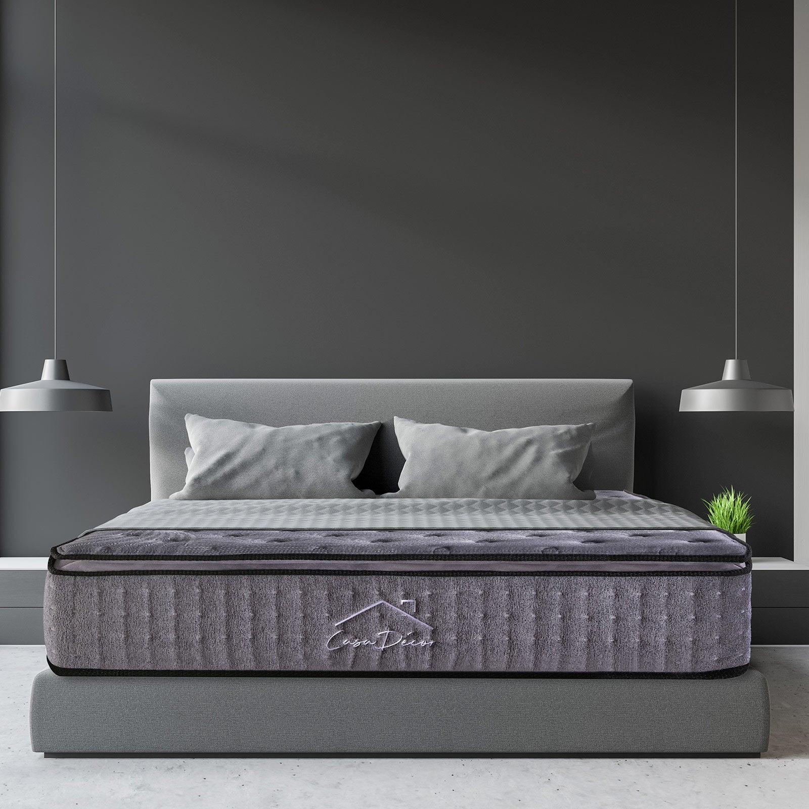 Casa Decor Bamboo Charcoal Mattress with Pocket Spring and Pillowtop design, showcasing its luxurious cover and 5-zone support system.