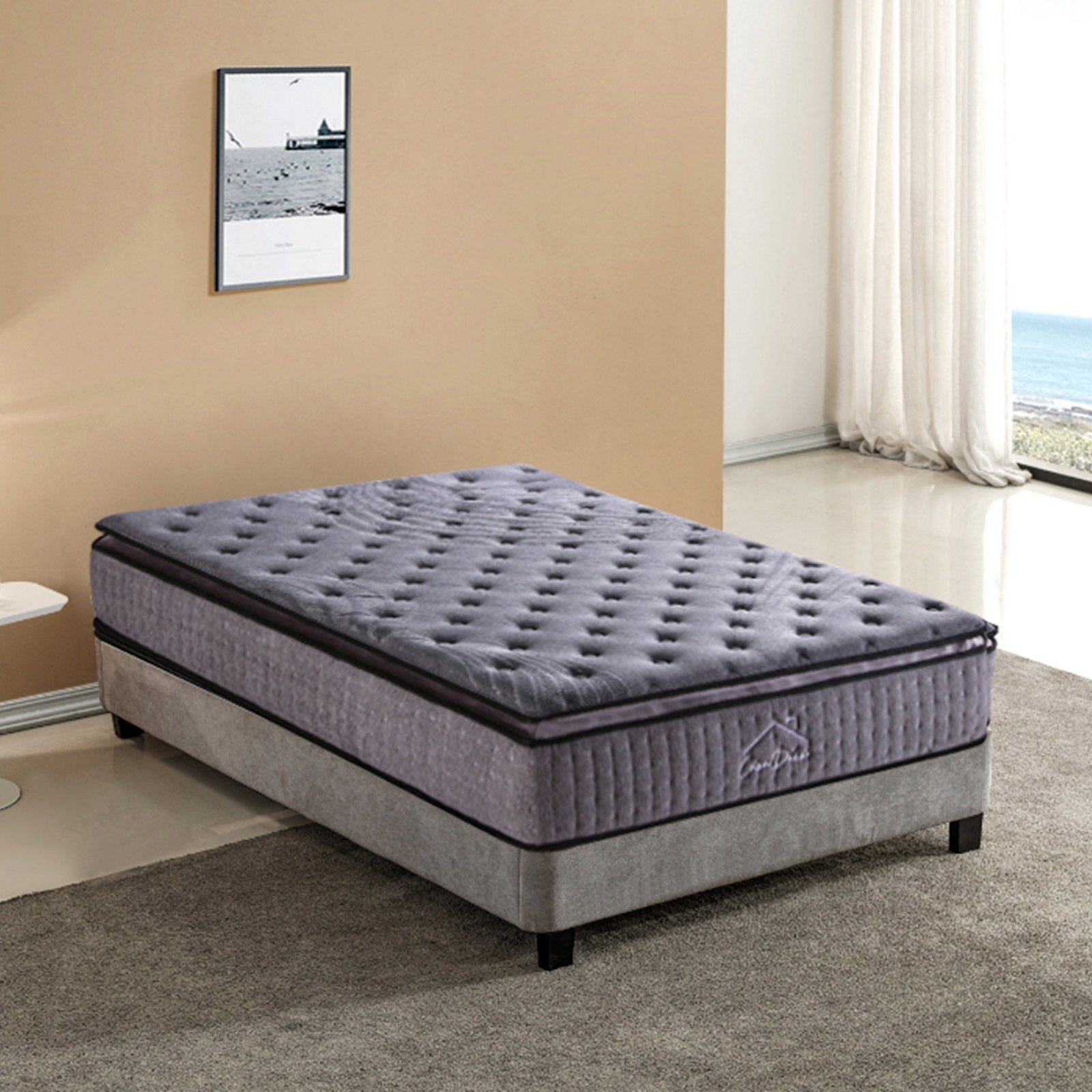 Casa Decor Bamboo Charcoal Mattress with Pocket Spring and Pillowtop design, showcasing its luxurious cover and 5-zone support system.