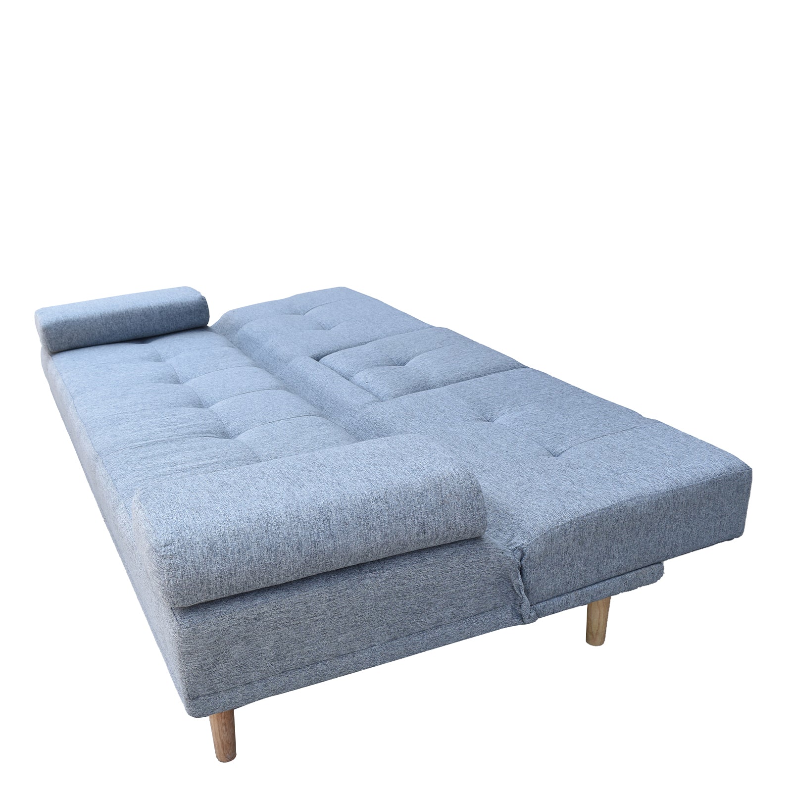 Casa Decor Mendoza 2-in-1 Sofa Bed Couch in Grey with pull-down cupholders, showcasing modern Scandinavian design and removable cushions.