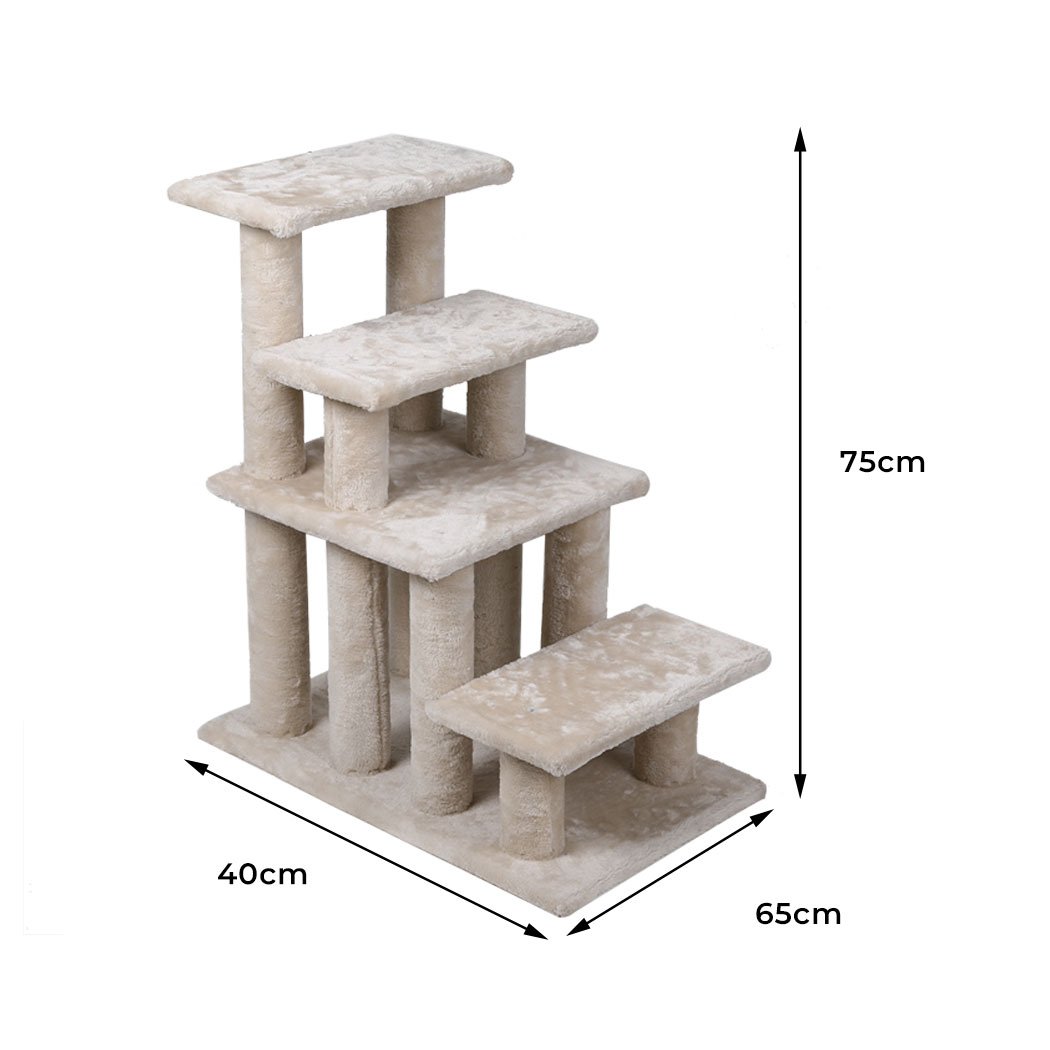 Cat Tree Beastie Scratching Post with plush covering and sisal-wrapped post, designed for climbing and scratching.