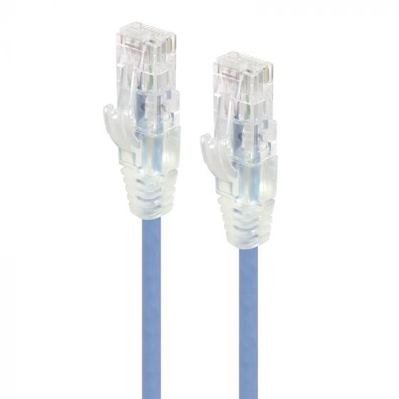 CAT6 28AWG Blue Patch Lead 0.3M Slim ethernet cable with durable connectors and ultra-thin design.