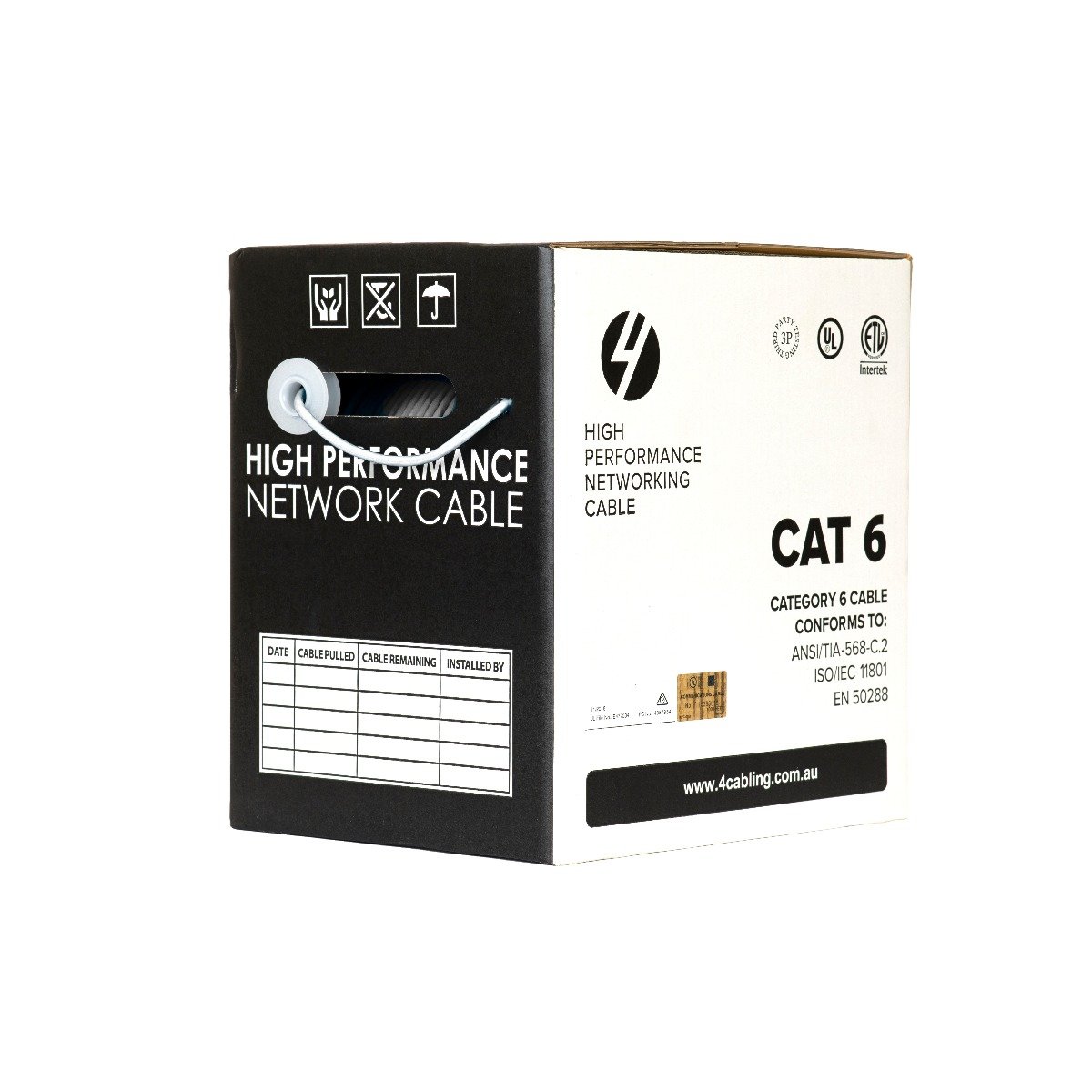 CAT6 Ethernet 305m Cable Reel Box with solid conductor, ideal for high-speed networking applications.