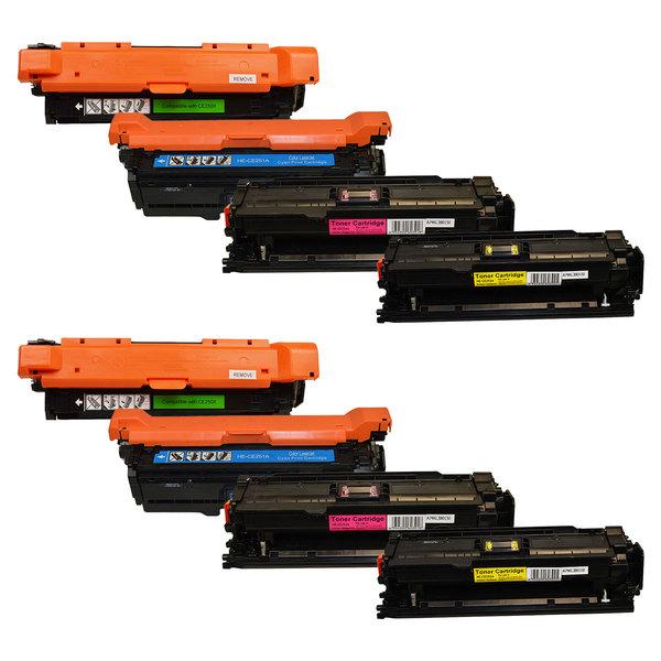 CE250X #504 Series Premium Generic Toner Set X 2, featuring eight toner cartridges for high-quality printing.