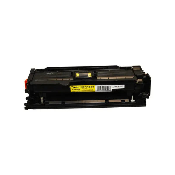 CE252A #504A Yellow Premium Generic Toner Cartridge for HP printers, showcasing its vibrant yellow color and sleek design.