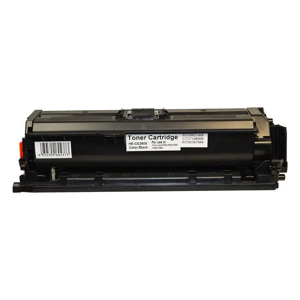 CE260X #649X Premium Generic Black Toner cartridge, showcasing its sleek design and high-quality build.