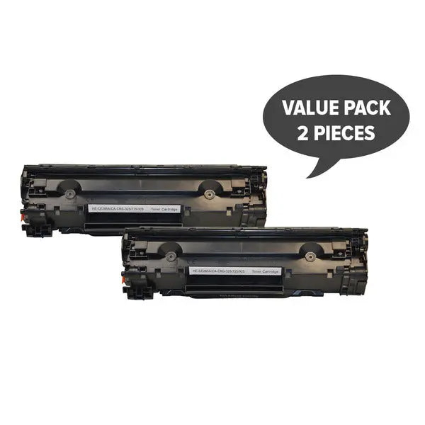 Two CE285A #85A premium generic toner cartridges in packaging, designed for high-quality printing.