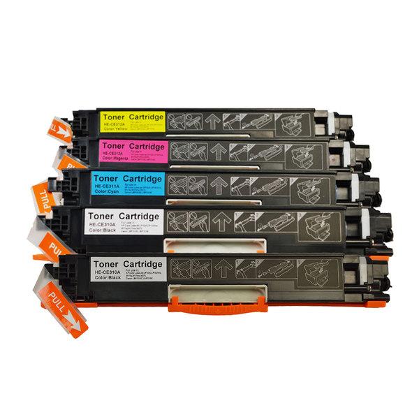 CE310 Series Generic Toner Set including two HP CE310A cartridges, one HP 311A, one HP 312A, and one HP 313A, ideal for high-quality printing.